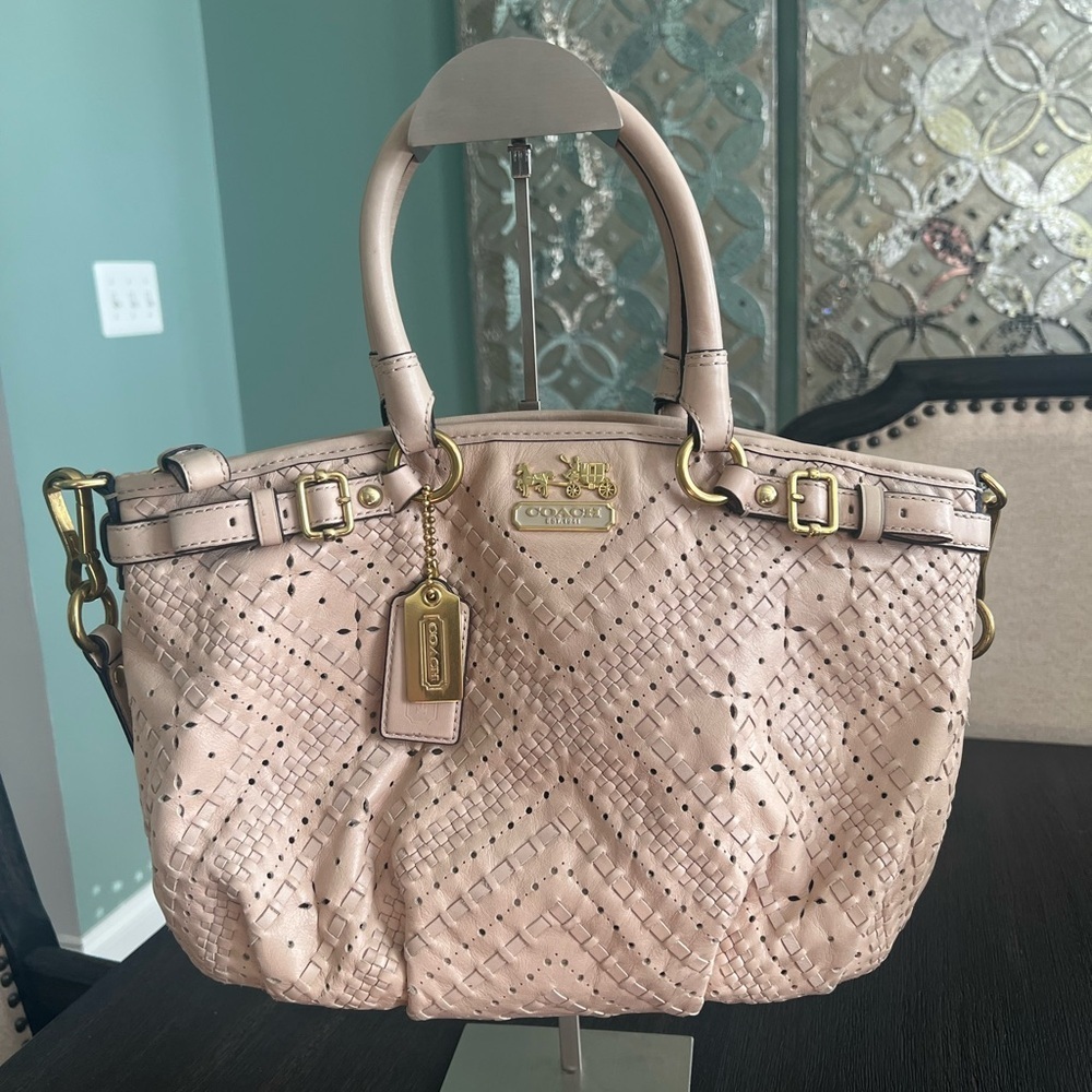 Coach Madison Criss Cross Leather Sophia Satchel Shoulder Bag